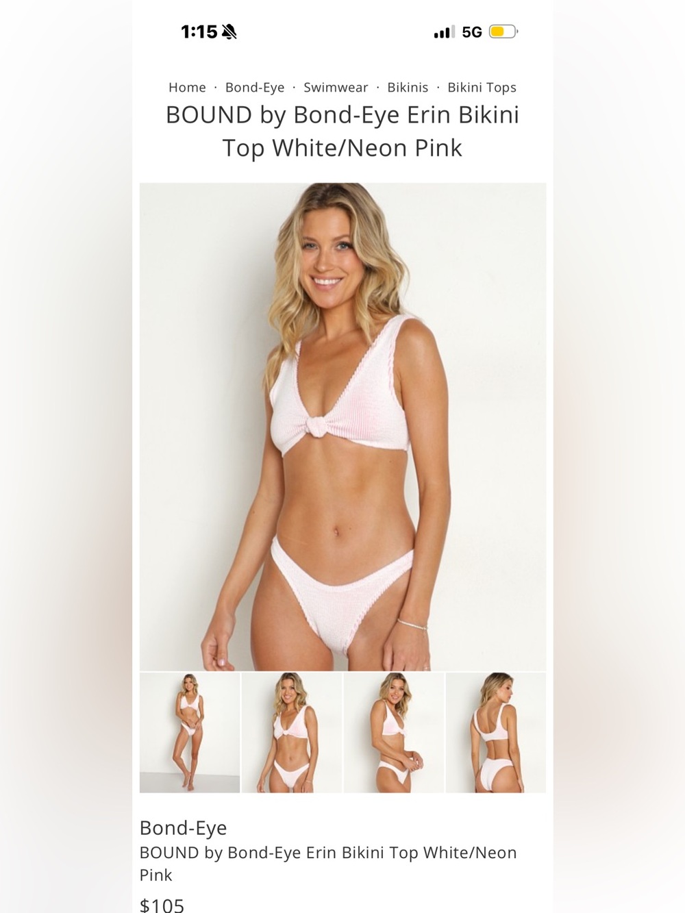 bond-eye White & Neon Pink Knot-Front Bikini Set